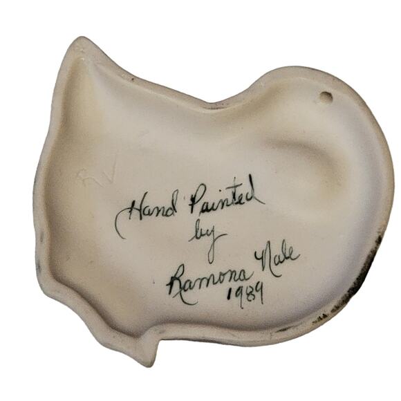 VTG 80s Porcelain Goose Ornament Hand Painted Houses Flowers Trees Hobby Piece - Picture 5 of 8